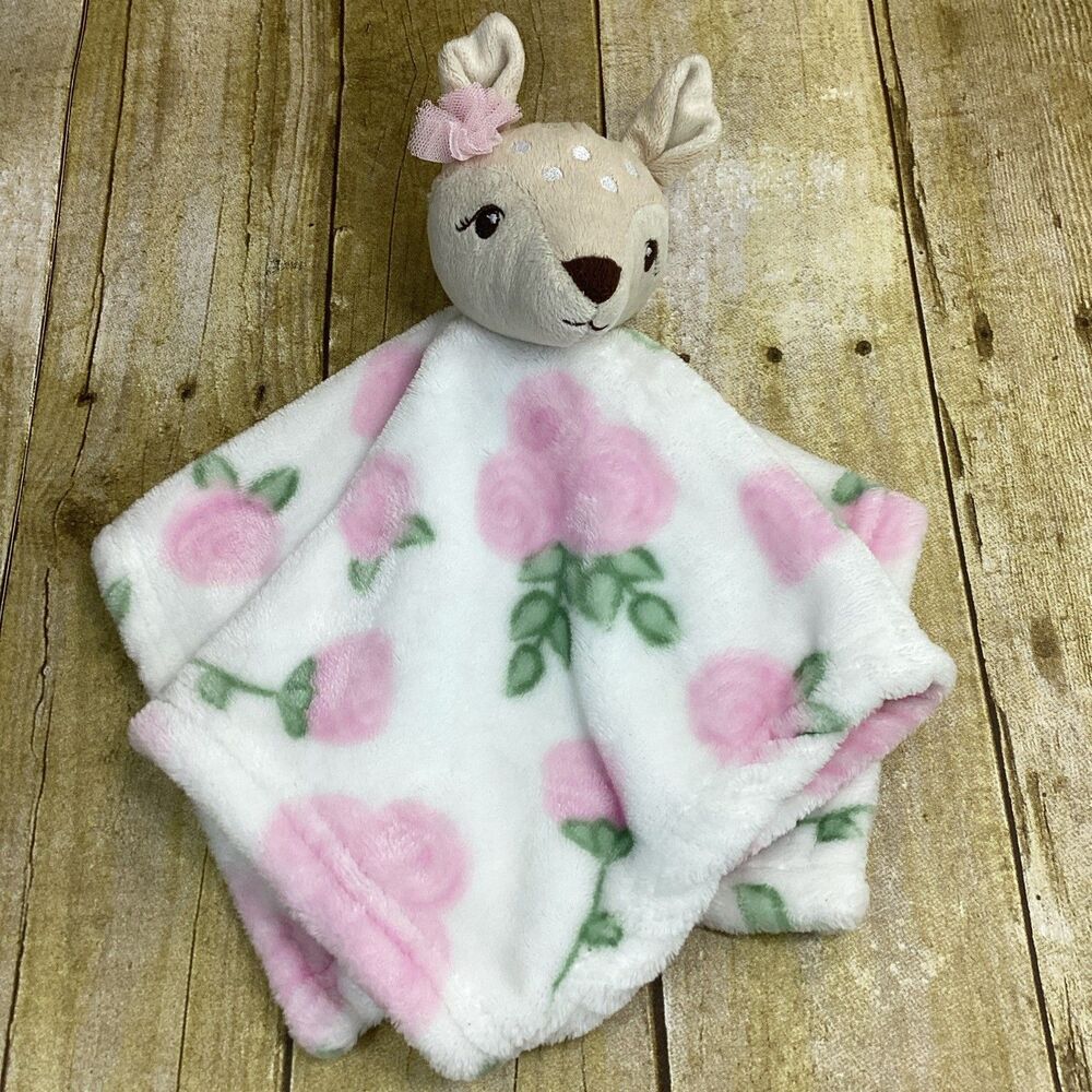 Hudson Baby HB Fawn Deer Lovey Security Blanket Pink Roses Plush Floral